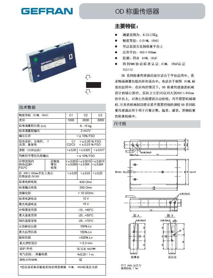 GEFRAN【OD】稱重傳感器